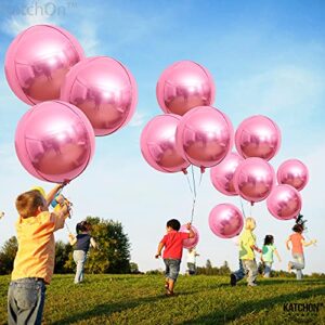 KatchOn, Metallic Pink Balloons - Pack of 24 | Pink Foil Balloons, Checkered Flag Balloons | Black and White Checkered Balloons for Pink Birthday Party Decorations and Race Car Birthday Party Supplies