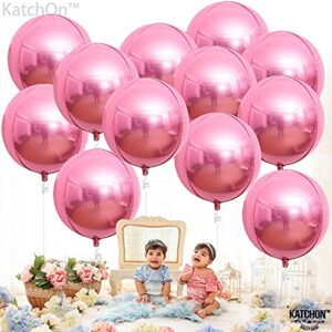 KatchOn, Metallic Pink Balloons - Pack of 24 | Pink Foil Balloons, Checkered Flag Balloons | Black and White Checkered Balloons for Pink Birthday Party Decorations and Race Car Birthday Party Supplies