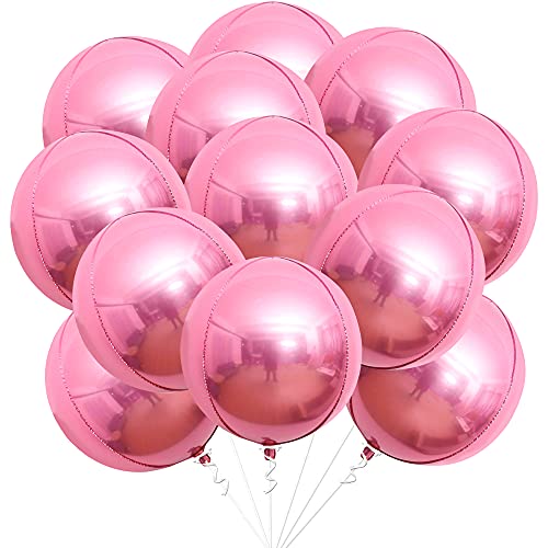 KatchOn, Metallic Pink Balloons - Pack of 24 | Pink Foil Balloons, Checkered Flag Balloons | Black and White Checkered Balloons for Pink Birthday Party Decorations and Race Car Birthday Party Supplies