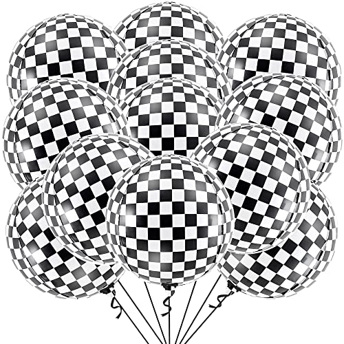 KatchOn, Metallic Pink Balloons - Pack of 24 | Pink Foil Balloons, Checkered Flag Balloons | Black and White Checkered Balloons for Pink Birthday Party Decorations and Race Car Birthday Party Supplies