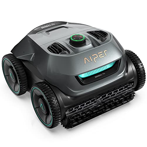 Renew AIPER Seagull Pro Cordless Robotic Pool Vacuum Cleaner, Wall Climbing and Smart Navigation, 180 Mins Battery time, Strong Power Scrubbing Brush for Above/In-Ground Pools up to 60 FT Black