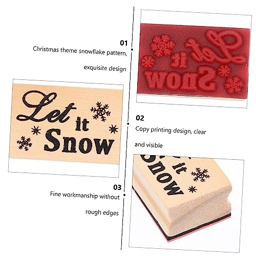SEWACC Kids Toys 2pcs Christmas DIY Wooden Stamps Scrapbook Stamper Christmas Scrapbook Seal Stampers for Xmas Pattern Seal Delicate Seal Decorative Stamper Kid Toys