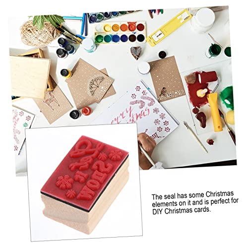 SEWACC Kids Toys 2pcs Christmas DIY Wooden Stamps Scrapbook Stamper Christmas Scrapbook Seal Stampers for Xmas Pattern Seal Delicate Seal Decorative Stamper Kid Toys