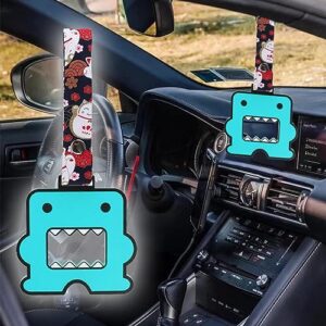 Q1-TECH, JDM Tsurikawa Ring Japanese Subway Train Bus Car Handle Cute Anime Cartoon Handle Hand Strap Rear Front Bumper Warning Rings Drift Charm Drift Car Accessory (DOMO-BLBKC)