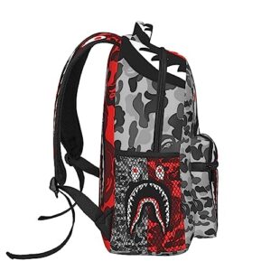 AIRPO Fashion Shark Teeth Camo Backpacks Camouflage 3D Print Big Capacity Computer Daypack Lightweight Multiple Backpack Travel Shoulders Bag For Women Men