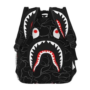 AIRPO Casual Shark Backpacks Purple Camouflage Large Capacity Laptop Daypack Lightweight Backpack Travel Travel Hiking Bag For Women Men