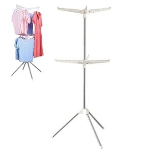 Foldable Clothes Drying Rack | Foldable Drying Rack with 3 Legs - Steamer Hanger Stand, Stainless Steel Telescopic Laundry Drying Rack, Home Indoor Use Buogint