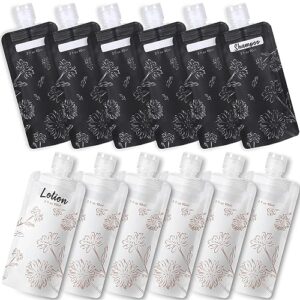 packism travel pouches for toiletries - 12 pack leak proof 3oz tsa approved travel squeeze pouches,stand up liquid travel containers for shampoo conditioner lotion body wash