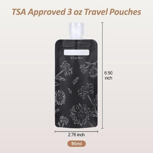 PACKISM Travel Pouches for Toiletries - 12 Pack Leak Proof 3oz TSA Approved Travel Squeeze Pouches,Stand Up Liquid Travel Containers for Shampoo Conditioner Lotion Body Wash