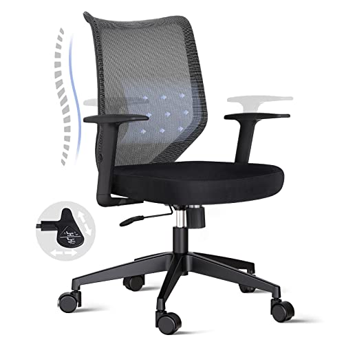 ETasker Ergonomic Office Chair Home: Mesh Desk Chair with Adjustable Arms - Mid Back Computer Chairs for Women Adults - Swivel Task Chair Comfortable for Home Office (Black)