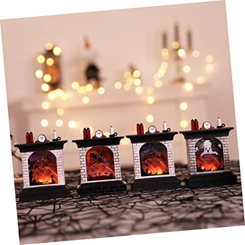 Angoily Glow Accessories Tabletop Decor Doll House Night Light Fireplace lamp Mini Fireplace Toy Room Electric fire lamp Halloween Desktop Light Halloween Decor fire Lights
