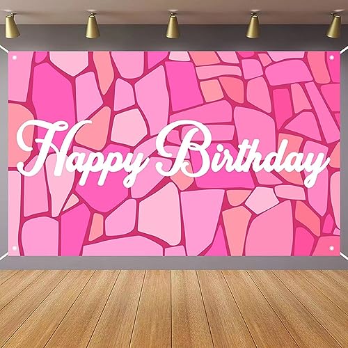 Pink Party Backdrop 70.8 x 43.3 Inch Pink Girl Party Backdrop Princess Photography Background for Pink Girl Birthday Party Decorations Happy Birthday Banner