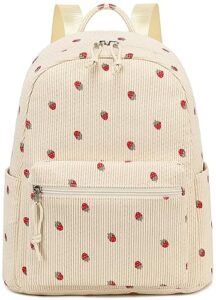 bluboon girls mini backpack womens small backpack purse teens cute casual school bookbag(corduroy strawberry)