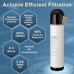 GEE BON Under Sink Water Filtration System, GB-M1S Direct Connect Under Sink Water Filter, 0.5 Micron Reduces 99% Lead, Chlorine, Bad Taste, Odor, 8000 Gallon