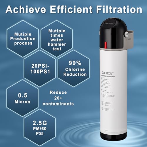 GEE BON Under Sink Water Filtration System, GB-M1S Direct Connect Under Sink Water Filter, 0.5 Micron Reduces 99% Lead, Chlorine, Bad Taste, Odor, 8000 Gallon