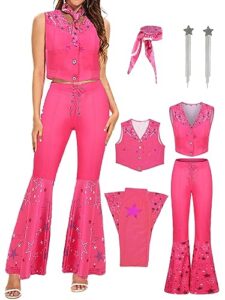 girls cowgirl costume kids 70s 80s hippie disco cowboy outfits halloween costume western looks cosplay ca010l
