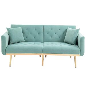 Kootlena Contemporary 65 inch Sectional Sofa, Velvet Sleeper Sofa, Modern Futon Sofa Bed, Reversible Loveseat Sofa with Rose Gold Metal Feet, Accent Sofa Bed Couches for Living Room Bedroom (Mint)