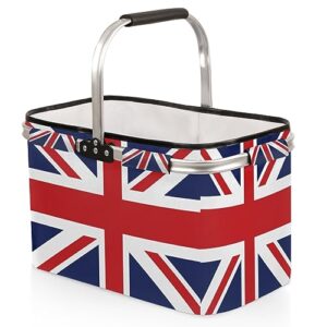tavisto british flag print versatile and durable reusable grocery tote bag - spacious and foldable with fun print designs - perfect for shopping, picnics, and storage