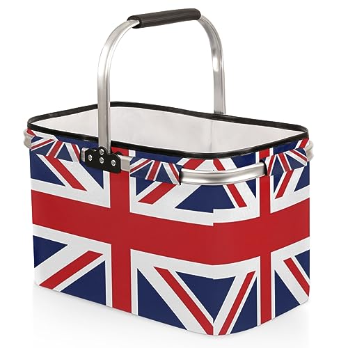 Tavisto British Flag Print Versatile and Durable Reusable Grocery Tote Bag - Spacious and Foldable with Fun Print Designs - Perfect for Shopping, Picnics, and Storage