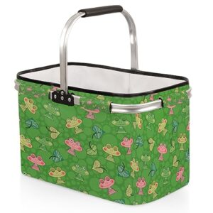 tavisto childish frog versatile and durable reusable grocery tote bag - spacious and foldable with fun print designs - perfect for shopping, picnics, and storage