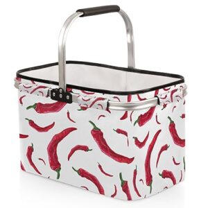 tavisto chili pepper versatile and durable reusable grocery tote bag - spacious and foldable with fun print designs - perfect for shopping, picnics, and storage