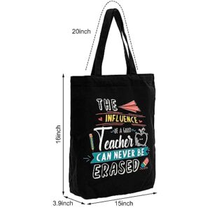 utuher Teacher Appreciation Gifts, Canvas Tote Bag for Teacher, Reusable Grocery Bags for Women, Best Teacher Gifts for Graduation (Black)