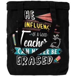 utuher Teacher Appreciation Gifts, Canvas Tote Bag for Teacher, Reusable Grocery Bags for Women, Best Teacher Gifts for Graduation (Black)