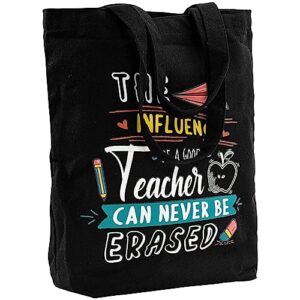 utuher Teacher Appreciation Gifts, Canvas Tote Bag for Teacher, Reusable Grocery Bags for Women, Best Teacher Gifts for Graduation (Black)