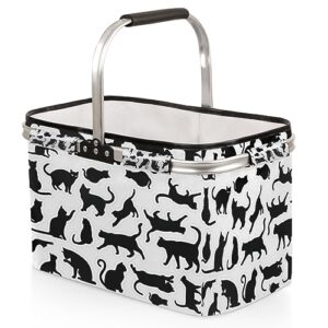 tavisto black cats versatile and durable reusable grocery tote bag - spacious and foldable with fun print designs - perfect for shopping, picnics, and storage