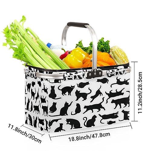 Tavisto Black Cats Versatile and Durable Reusable Grocery Tote Bag - Spacious and Foldable with Fun Print Designs - Perfect for Shopping, Picnics, and Storage