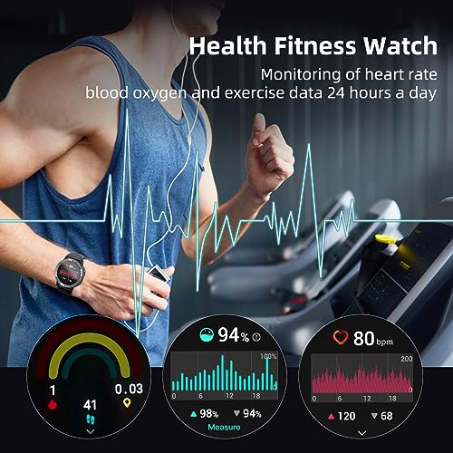 AWEI  Smart Watch for Men Women(Answer/Make Calls), 1.45" HD Touch Screen Fitness Watch with Sleep Heart Rate Monitor, 100+Sports Modes, IP68 Waterproof Activity Trackers Compatible with Android iOS