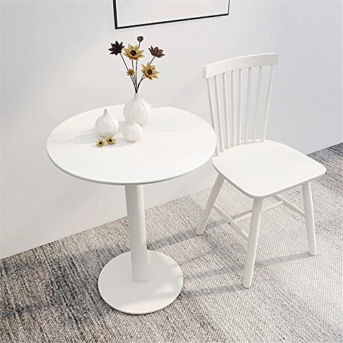 CODOMI Mid-Century Coffee Side Table Round Metallic Side Table Modern Small Round Table Contemporary Pedestal Side End Table for Living Room Household Restaurant - 23.6" L x 23.6" W x 28.7" H White