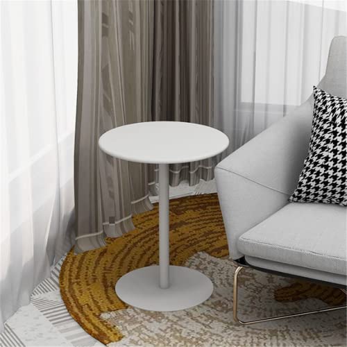 CODOMI Mid-Century Coffee Side Table Round Metallic Side Table Modern Small Round Table Contemporary Pedestal Side End Table for Living Room Household Restaurant - 23.6" L x 23.6" W x 28.7" H White