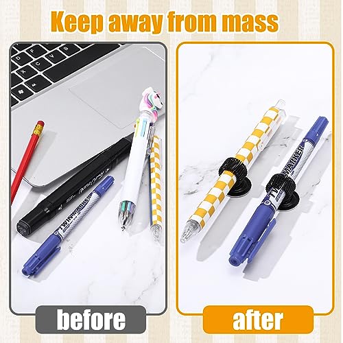 Fulmoon 24 Pcs Pen Holder Clips Manganese Steel Pen Holder Self Adhesive Pen Pencil Organizer with Adjustable Spring Loop for Refrigerator Whiteboard Erase Board Bulletin Map Home Office (Black)
