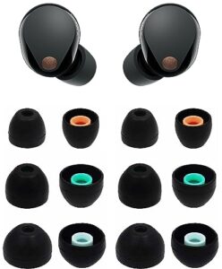 alxcd eartips compatible with sony wf-1000xm5 earbuds, s/m/l 3 sizes 6 pairs soft silicone ear tips earbuds tips, compatible with sony wf-1000xm5 silicon earips xm5 6 pairs black sml