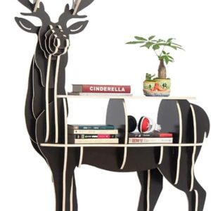 ROLTIN Storage Shelf DVD Bookcase Storage Rack Bookshelf Animal Shelf Male Deer Shape Flower Stand Model Room Coffee Table Clothing Store Landing Decoration (Size : 108 * 52 * 1