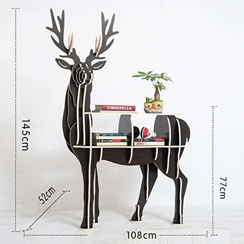 ROLTIN Storage Shelf DVD Bookcase Storage Rack Bookshelf Animal Shelf Male Deer Shape Flower Stand Model Room Coffee Table Clothing Store Landing Decoration (Size : 108 * 52 * 1