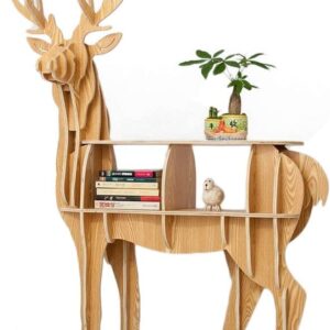 ROLTIN Storage Shelf DVD Bookcase Storage Rack Bookshelf Animal Shelf Male Deer Shape Flower Stand Model Room Coffee Table Clothing Store Landing Decoration (Size : 89 * 39 * 12