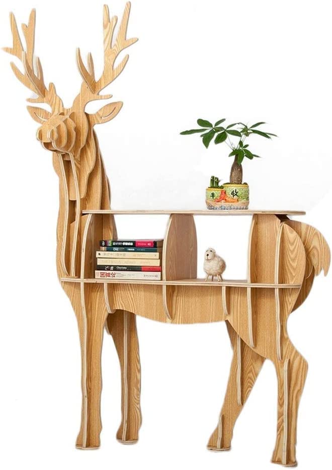 ROLTIN Storage Shelf DVD Bookcase Storage Rack Bookshelf Animal Shelf Male Deer Shape Flower Stand Model Room Coffee Table Clothing Store Landing Decoration (Size : 89 * 39 * 12