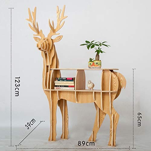 ROLTIN Storage Shelf DVD Bookcase Storage Rack Bookshelf Animal Shelf Male Deer Shape Flower Stand Model Room Coffee Table Clothing Store Landing Decoration (Size : 89 * 39 * 12