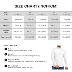 ZAFUL Mens Long Sleeve Mock Turtleneck T-Shirts Casual Thermal Pullover Top Slim Fit Stretch Basic Undershirt White M