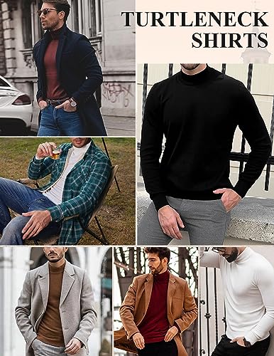 ZAFUL Mens Long Sleeve Mock Turtleneck T-Shirts Casual Thermal Pullover Top Slim Fit Stretch Basic Undershirt White M