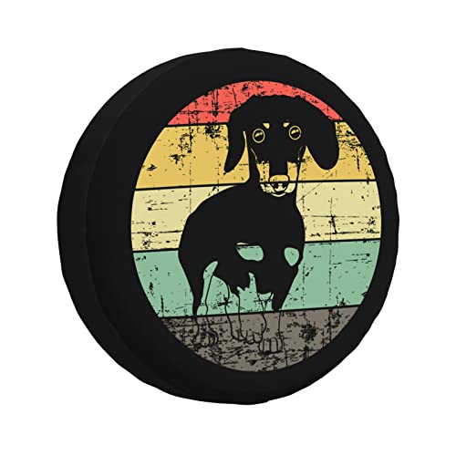 Vintage Dachshund Dog Funny Tire Cover Universal Fit Spare Tire Protector for Truck, SUV, Trailer, Camper, Rv