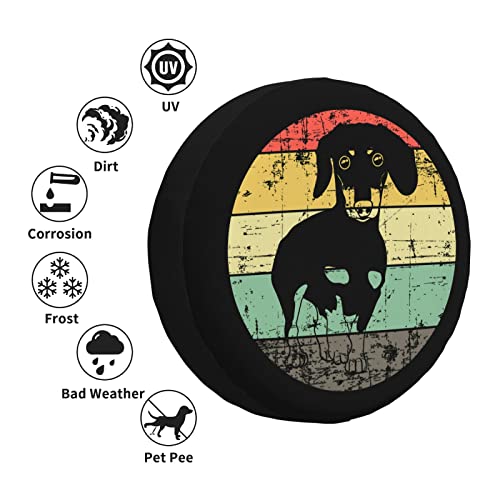 Vintage Dachshund Dog Funny Tire Cover Universal Fit Spare Tire Protector for Truck, SUV, Trailer, Camper, Rv