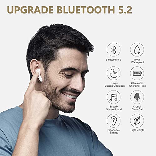 Wireless Earbuds Bluetooth 5.0 Headphones Noise Cancelling Air Buds Pods 3D Stereo Ear pods in-Ear Ear Buds with Deep Bass Earphones Sport Headsets for Android/Samsung/Apple iPhone