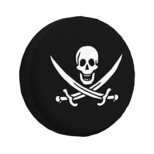 Pirate Skull Flags Funny Tire Cover Universal Fit Spare Tire Protector for Truck, SUV, Trailer, Camper, Rv