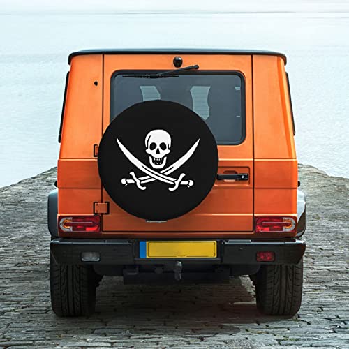 Pirate Skull Flags Funny Tire Cover Universal Fit Spare Tire Protector for Truck, SUV, Trailer, Camper, Rv