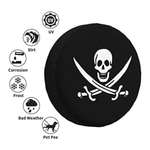 Pirate Skull Flags Funny Tire Cover Universal Fit Spare Tire Protector for Truck, SUV, Trailer, Camper, Rv