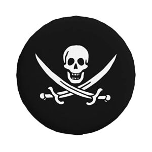 Pirate Skull Flags Funny Tire Cover Universal Fit Spare Tire Protector for Truck, SUV, Trailer, Camper, Rv