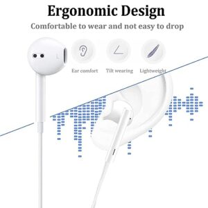 2 Pack iPhone Headphones Wired [Apple MFi Certified] Apple Earbuds for iPhone (Built-in Microphone & Volume Control) Noise Isolating Headphones for iPhone 13/12/11/XR/XS/X/8/Support All iOS System